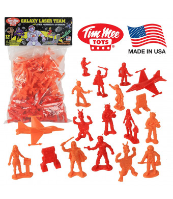 Tim Mee TimMee Galaxy Laser Team SPACE Figures: Red vs Orange 50pc Set - Made in USA