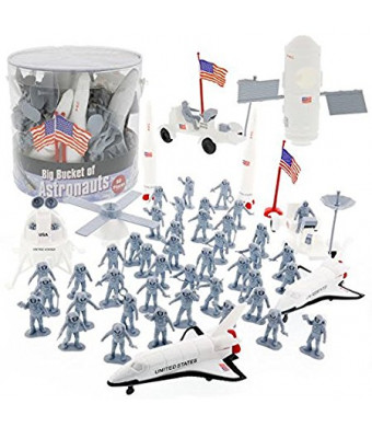 SCS Direct Space and Astronaut Toy Action Figures - Big Bucket of Astronauts - Huge 60 Pc Set