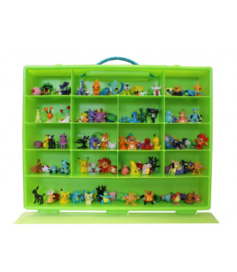 Pokemon TM Compatible Organizer - Perfect Pokemon TM figure Compatible Storage Case - Fits Up Approx 200 Characters, [Sturdy Case And Carrying Handle- Green / Lime] - Not with any figure
