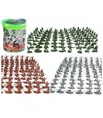SNOWHALE Army Men Action Figures -soldiers of WWII- Big Bucket of Army Soldiers - 300 Piece Set