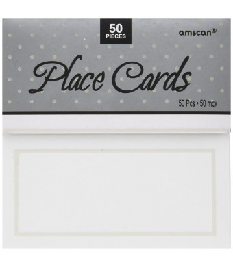 Amscan Pearl Place Card, White, 50 Count