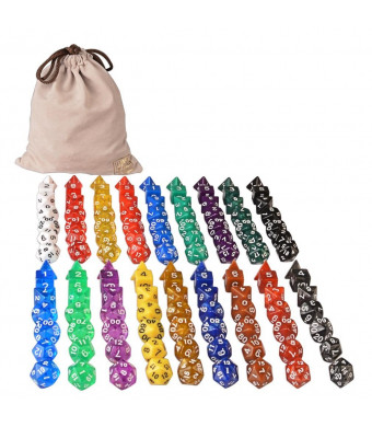 Yellow Mountain Imports 126 Polyhedral Dice - 18 colors w/ Complete set of d4 d6 d8 d10 d12 d20 d%