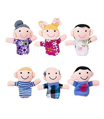 Mini Grandparents, Mom and Dad, Brother and Sister Family Style Finger Puppets for Children, Shows, Playtime, Schools - 6 Piece Set by Super Z Outlet