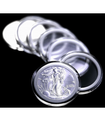 10 Airtite Coin Capsule Holders w WHITE Rings for American Silver Eagle Dollar by Pinnacle