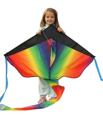 Huge Rainbow Kite For Kids - One Of The Best Selling Toys For Outdoor Games Activities - Good Plan For Memorable Summer Fun - This Magic Kit Comes w/ 100% Satisfaction