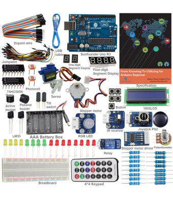 SunFounder Starter Kit From Knowing to Utilizing for Arduino Uno R3 Mega Nano Circuit Board Jumper Wires Sensors Breadboard Electronics V2.0