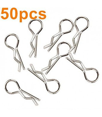 Hobbypark 50pcs Metal Stainless Steel Universal 1/10 Scale Bend Body Clips Pins RC Car Replacement For Redcat 02053 HSP Traxxas HPI Himoto