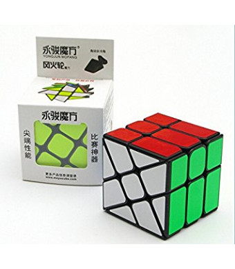CuberSpeed Yongjun ( YJ ) Windmill V2 3x3 Black magic cube YJ Wheel with half bright sticker Fenghuolun 3x3x3 speed cube puzzle