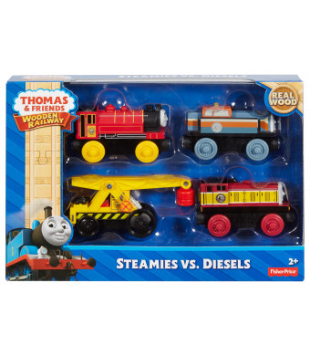 Fisher-Price Thomas & Friends Wooden Railway Steamies Vs. Diesels - 4-Pack