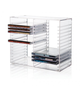 Stackable Clear Plastic CD Holder - holds 30 standard CD jewel cases