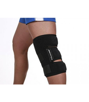 Knee Ice Pack + Compression, Cold Therapy 360º knee Ice Wrap, Universal Size, Stops Knee Pain Fast, Knee Icing Recommended by Ortho MDs as Safe and Effective. Clinical Quality. Made in USA.