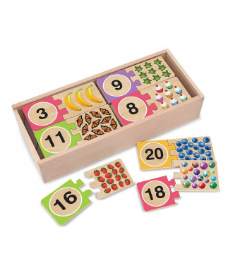 Melissa and Doug Self-Correcting Wooden Number Puzzles With Storage Box (40 pcs)
