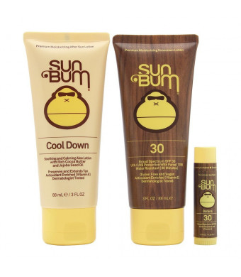 Sun Bum Premium Day Tripper Travel-Sized Sun Care Pack, SPF 30, Sunscreen, Lip Balm Sunblock, After Sun Lotion, Hypoallergenic, Paraben Free, Packaging May Vary