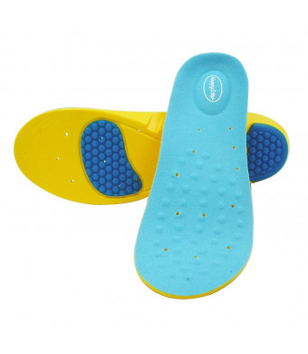 Happystep full-length Memory Foam Gel Insoles provide cushioned arch support and excellent shock absorption with gel pads under the heel and forefoot (1 Pair)