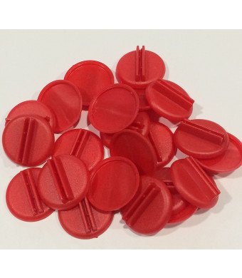 Plastic Card Stand (Red) to Hold up Playing Cards or Cardboard Marker Cut-outs: Set of 20 Red Color Round Board Game Playing Pieces (School Classroom Supplies, Arts and Crafts Projects, Teaching and Education Toy Resource Components, Extra Instructional P