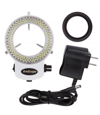 AmScope LED-144W-ZK White Adjustable 144 LED Ring Light Illuminator for Stereo Microscope and Camera