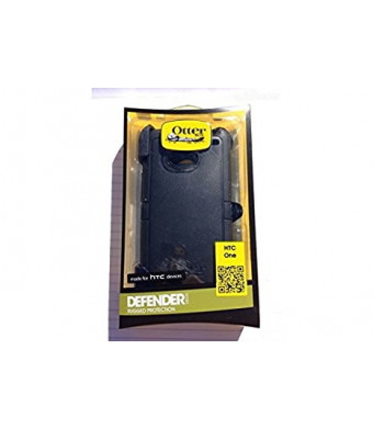 Otterbox Defender Series Case for HTC One, HTC One M7, HTC1, HTC 1 -with Belt Clip, Retail Packaging (Black)