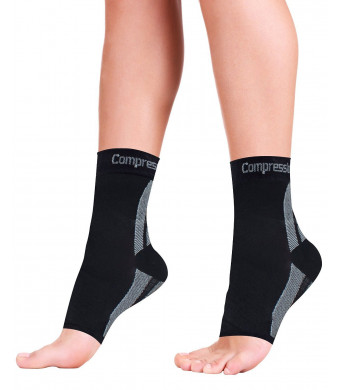 Foot Sleeves (1 Pair) Best Plantar Fasciitis Compression Sock for Men and Women - Heel Arch Support/ Ankle Sock, Great for Hiking, Better feel than Copper Fit