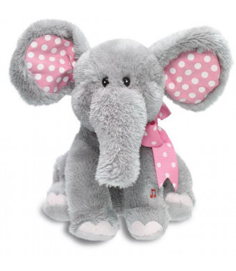 Cuddle Barn Ellie the Elephant Animated Musical Plush Toy, 12” Super Soft Cuddly Stuffed Animal Moves Head and Flaps Ears to the Classic Tune “Do Your Ears Hang Low”- Gray and Pink