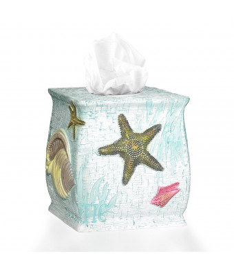 Popular Home The Atlantic Collection Tissue Box, 8 by 8 by 8" , Aqua