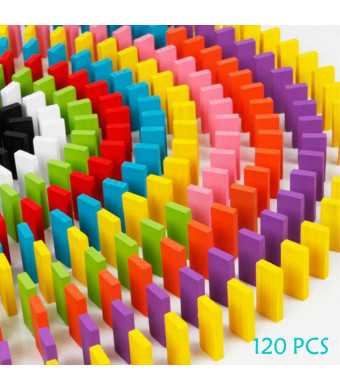 ULT-unite 120pcs Wooden Dominos Blocks Set, Kids Game Educational Play Toy, Domino Racing Toy Game