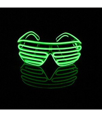 Aquat Light up Electroluminescent EL Wire LED Glasses Shutter Shades Voice Activated Eyeglasses RB02 (light green, black frame)