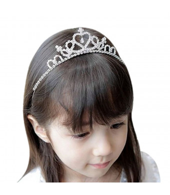 Wedding Party Children Flower Girl Crystal Rhinestones Crown Headband Tiara