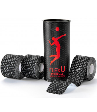 FlexU – Super Saver 3 Roll Pack. Pre-Cut Kinesiology Tape . Advanced Strength and Flexibility Properties. Longer Lasting, Pro Grade  Therapeutic Recovery Sports Tape.