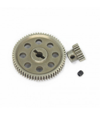 Hobbypark 11184 Steel Diff Differential Main Metal Spur Gear 64T and11119 Motor Gear 17T RC Replacement Parts for Redcat HSP 1/10 Monster Truck