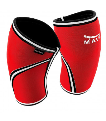 Pair of Knee Compression Sleeves Neoprene 7mm for Men and Women for Cross Training WOD, Squats, Gym Workout, Powerlifting, Weightlifting by MAVA SPORTS