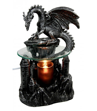 Atlantic Collectibles Smaug Castle Guardian Dragon Electric Oil Burner Tart Warmer Aroma Scent Statue 9.5"  Tall Figurine