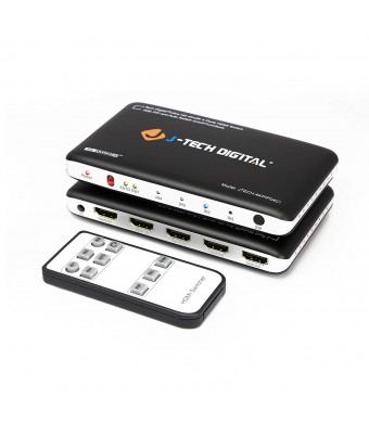 J-Tech DIgital 4K x 2K 4-Port HDMI Switch with PIP, IR Wireless Remote Control, and Auto Switch ON/OFF Functions HDMI Switcher Hub Port Switches