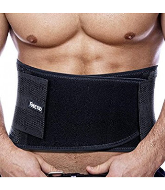 Back Support FREETOO Adjustable Lumbar Back Brace Lumbar Support Belt with Breathable Mesh and Dual Adjustable Straps for Lower Back Pain Relief for Sports - Black