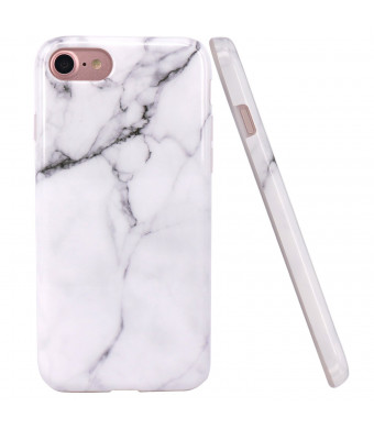 iPhone 7 Case, iPhone 8 Case, JAHOLAN White Marble Design Clear Bumper Glossy TPU Soft Rubber Silicone Cover Phone Case for Apple iPhone 7 (2016) / iPhone 8 (2017)