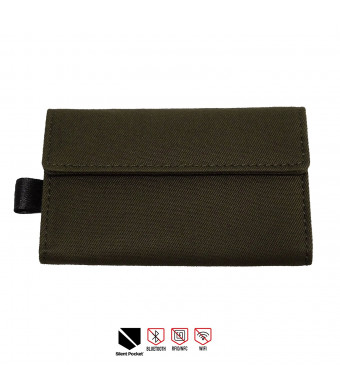 Silent Pocket KEY FOB GUARD Protector For Wireless Car Keys - RFID Blocking Faraday Cage (Olive)