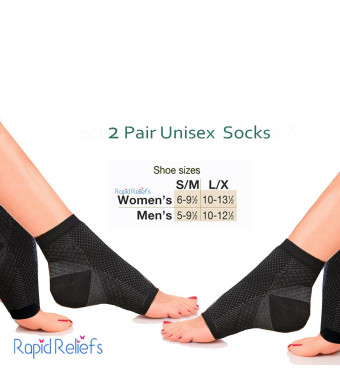 2 pairs Plantar Fasciitis Socks, Compression Sock Sleeve with Arch and Ankle and Heel Support, Increases Circulation, Eases Swelling and Relieves Pain for Men and Woman