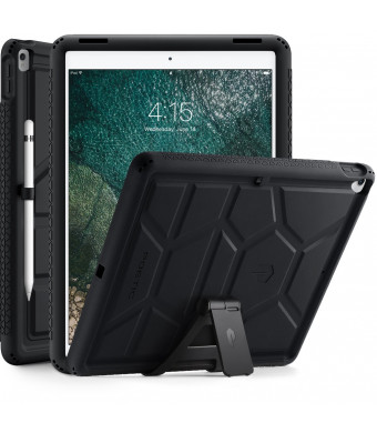 Poetic TurtleSkin iPad Pro 12.9 Rugged Case Heavy Duty Protection Silicone Sound-Amplification with Portable Tablet Stand for Apple iPad Pro 12.9 (1st Gen 2015) / iPad Pro 12.9 (2nd Gen 2017) Black