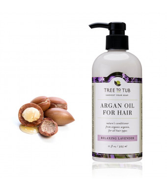 Organic Argan Oil Conditioner - Softer, Smoother Hair with All Natural Conditioner, Deep Conditioner for Dry Hair, Dandruff, Itchy Scalp, Sulfate Free Conditioner- Lavender 11oz - Tree To Tub