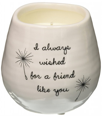 Pavilion Gift Company 77114 Plain Dandelion Wishes - I Always Wished for A Friend Like You White Ceramic Soy Serenity Scented Candle,
