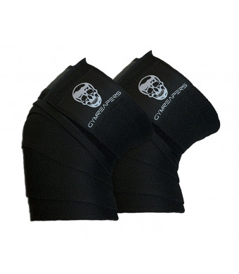 Knee Wraps (Pair) With Strap for Squats, Weightlifting, Powerlifting, Leg Press, and Cross Training - Flexible 72"  Gymreapers Knee Wraps for Squatting - For Men and Women
