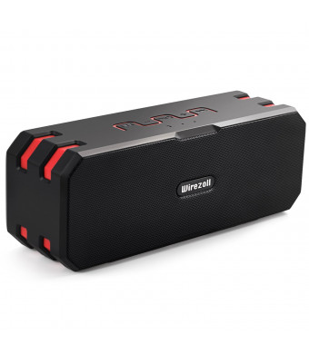 Bluetooth Speaker, Wirezoll IP67 Waterproof 20W Stereo Portable Wireless Speaker with Universal Bike Holder / Enhanced Bass / 15 Hours Playtime / TF Card Support / Built-in Microphone / Black and Red