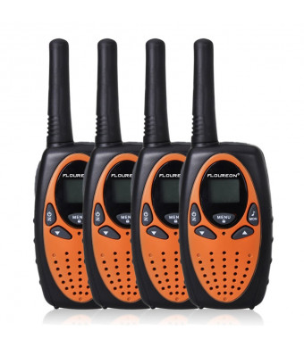 FLOUREON Walkie Talkies Two Way Radios 4 Packs 22 Channel 3000M (MAX 5000M open field) UHF Long Range Handheld Walkie Talky (Orange/Black)