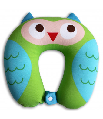 Nido Nest Kids Travel Neck Pillow - Best for Long Flights, Road Trips and Birthday Gift Ideas - U-Shaped Pillows Sized Best for Toddler, Preschool, Kindergarten, Elementary Children - OWL
