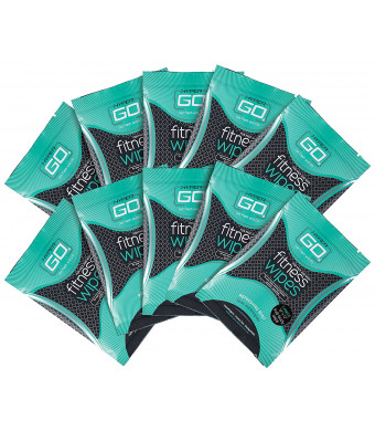 HyperGo Fitness Wipes, Full Body Wipes, Refreshing Mint Scent, Hypoallergenic, All Natural Ingredients, Biodegradable (10 Individually Wrapped Wipes for On The Go)
