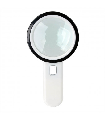 12 LED Lighted Magnifier 20X Handheld Reading Loupe Magnifier 105mm/4.1" , Battery Powered Illuminated Magnifying Glass for Reading,Inspection,Coins,Rock,Science, Craft and Hobby