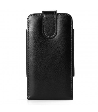 Black Texture Genuine Leather Vertical Hip Belt Clip Holster Case Pouch Bag for Samsung Galaxy Note 8 / S8+ / S8 / S8 Active / J7 V / C5 Pro / C7 Pro / A5 / A7 2017 / Apple iPhone 7 Plus