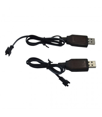 Blomiky 2 Pack 4.8V 250mA USB Charger Power Adapter Cable for 4.8V 700mAh Ni-cd Battery 1:18 4WD Off Road Car Vehicle SM 2P USB 4.8V 2