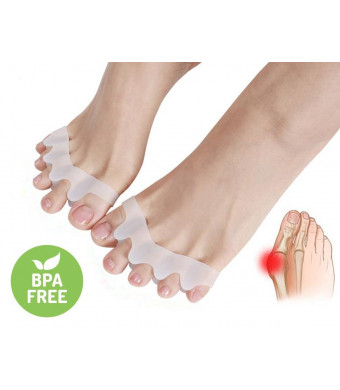 Gel Toe Separator Rubber Toe Stretchers Toe Spacers Used for Cushioning and Relieve Bunion Pain Toe Straightener Achilles Stretcher for Men and Women (1 pair)