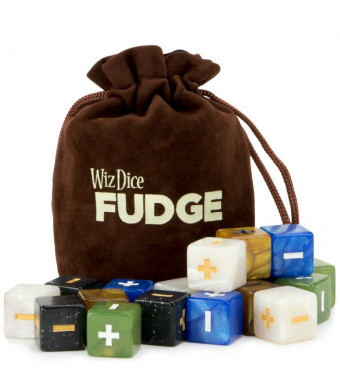 20 Fudge Dice GM Starter Pack: Terrestrial - 5 Sets of 4 Fudge Dice with Chocolate Brown Carry Bag by Wiz Dice
