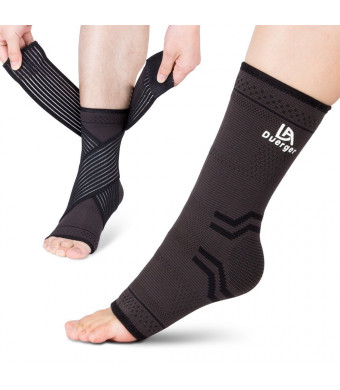 Duerger Plantar Fasciitis Socks and Elastic Compression Bandage Wrap Set: Anti-Fatigue Medical Sock Sleeve/ Heel Arch Support Socks For Cramps Relief, Compression Foot Sleeves To Prevent All Foot Pain